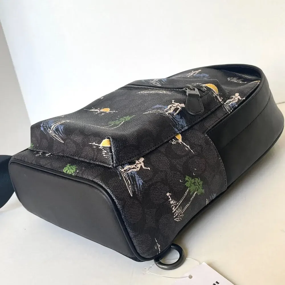 Coach West Pack 2853 Surf Print Signature Canvas Sling Crossbody